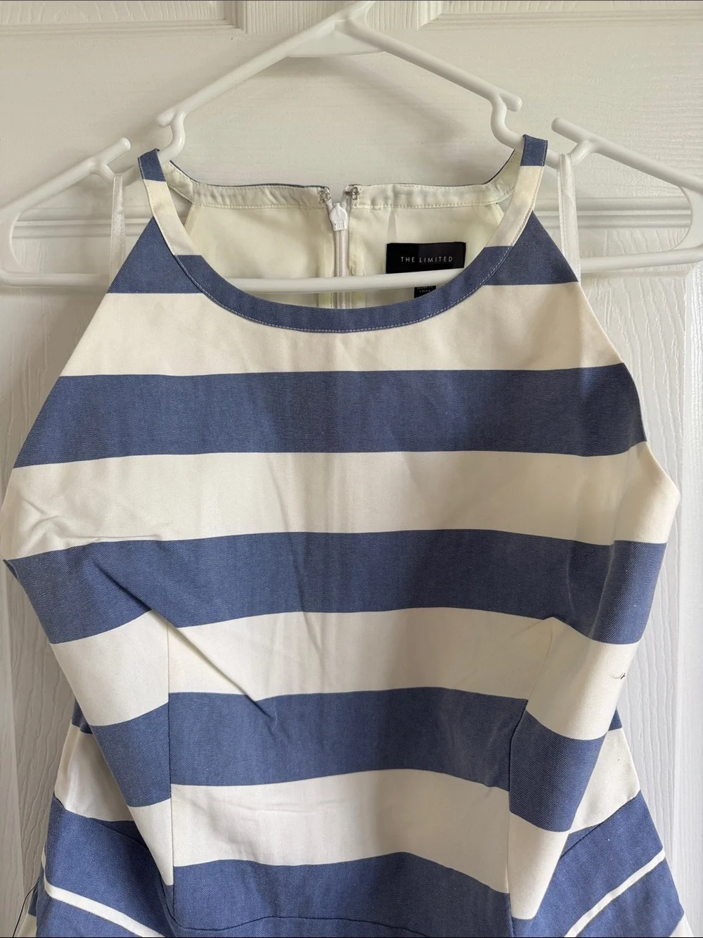 NWT The Limited Blue and White Striped Halter Midi Dress - Picture 7 of 16